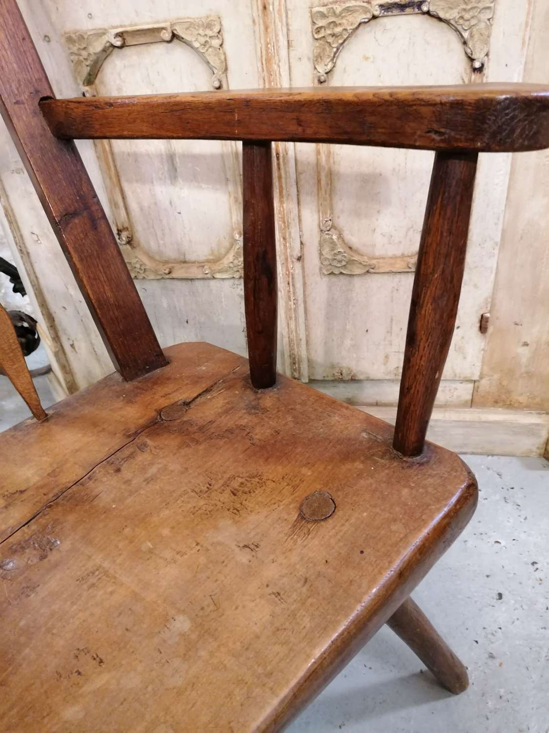 18th C Spanish Oak and Elm Chair