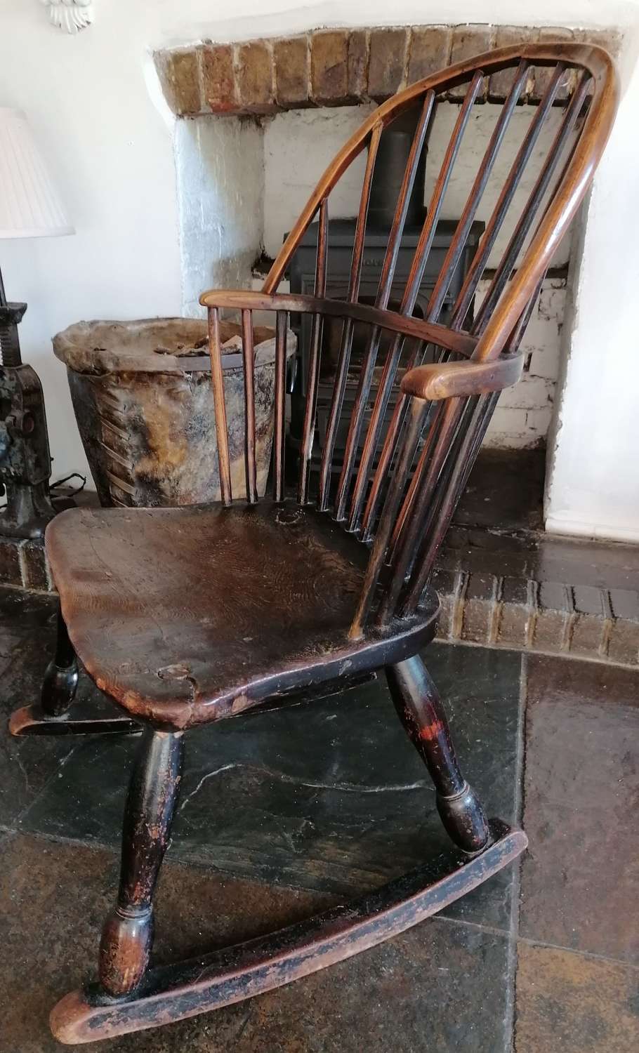18th C English Oak & Ash Windsor Rocking Chair